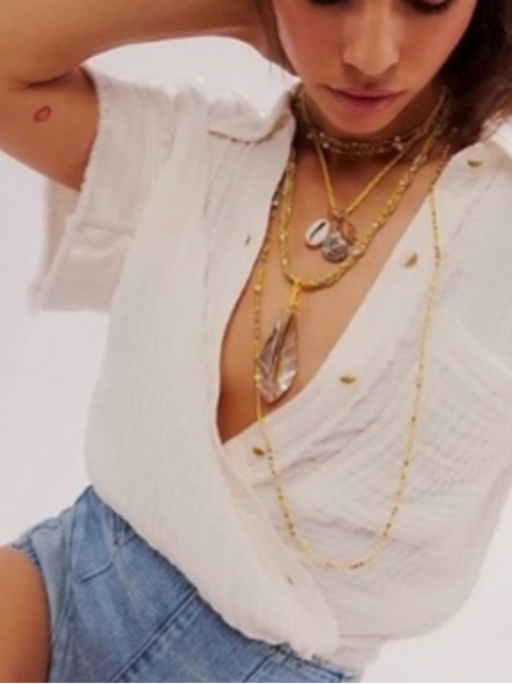 Free People Ariana Ost The Era Strand Necklace Yellow Braid Iridescent Charm